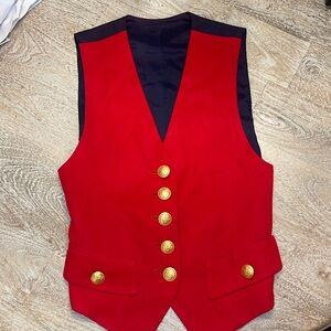 Vintage 80s 90s red Vest gold Button nautical medium